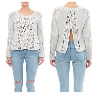 FREE PEOPLE CABLE KNIT OPEN BACK CHUNKY SWEATER